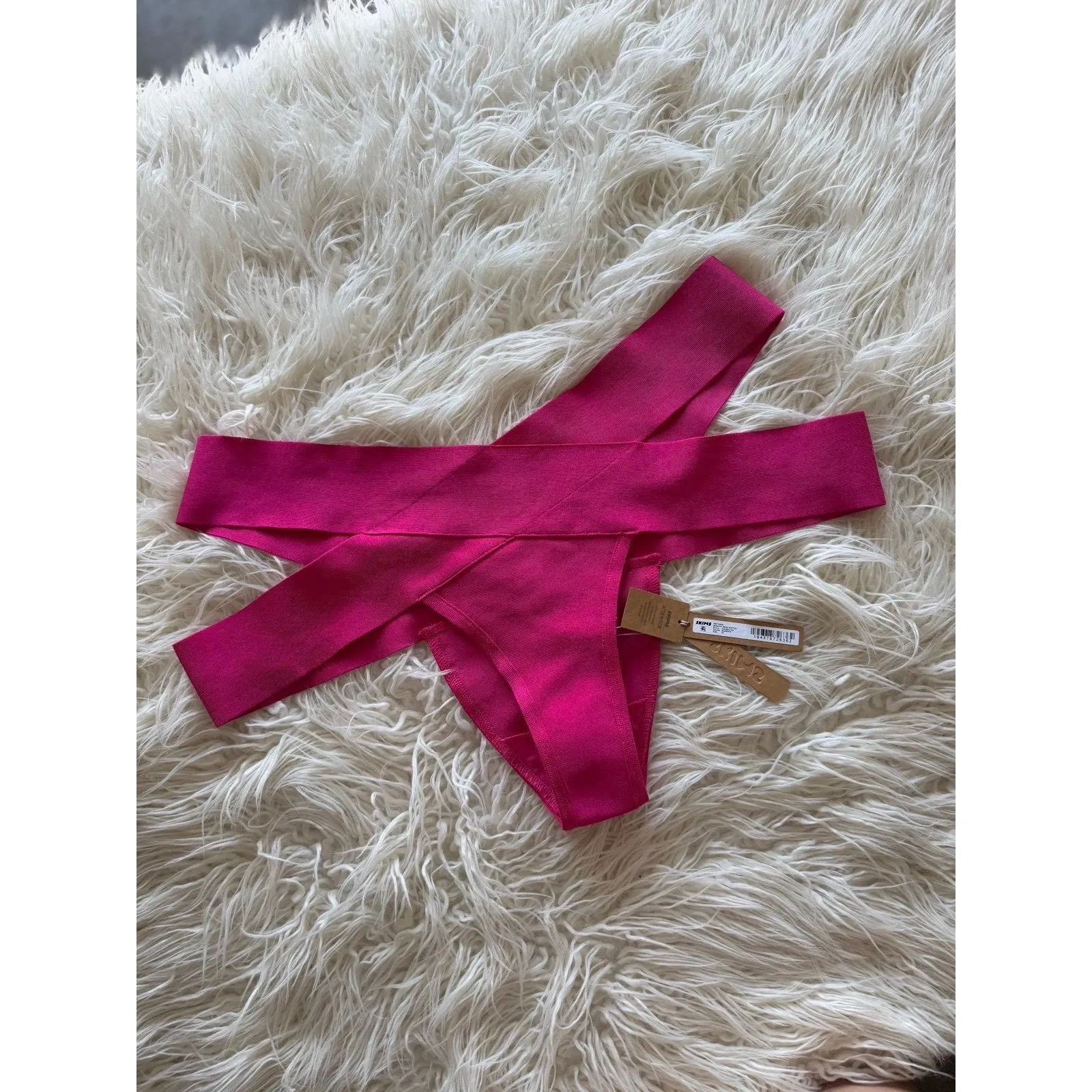 Skims Swim Knit Strappy Bikini Bottom Magenta Size 3X - Image 4