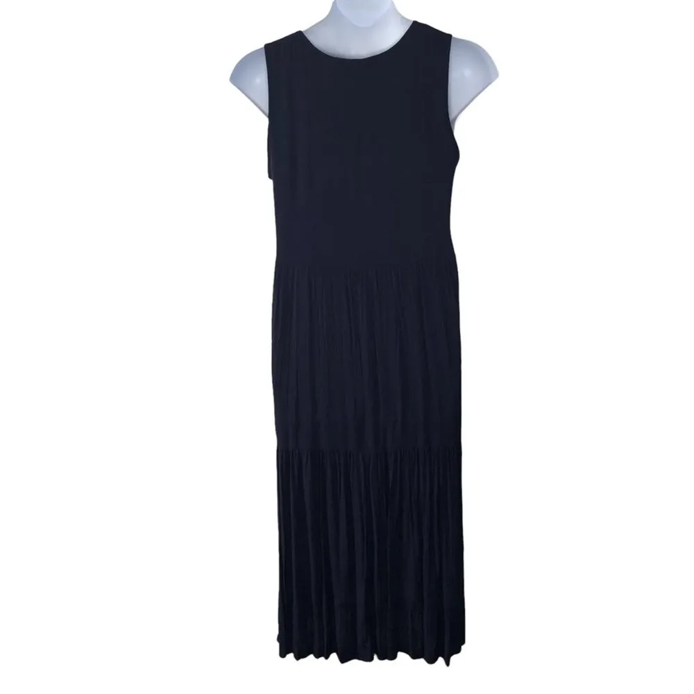Karen Kane - Spring Dresses II - Crush MIDI Dress Navy Blue Crinkle Tiered NWT - Image 13