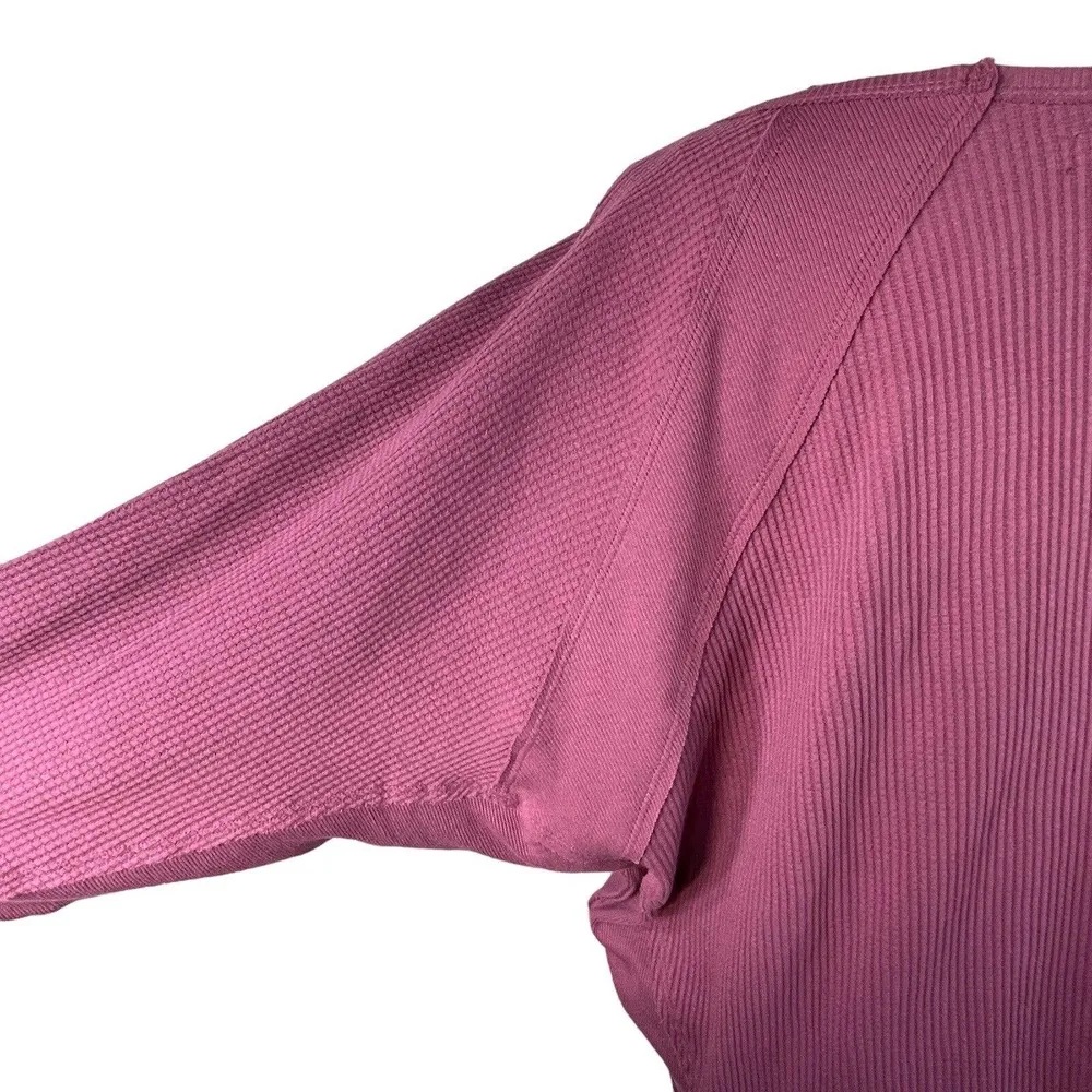 Free People Medium Santa Clara Thermal Top Long Sleeves V-Neck Mulberry - Image 6