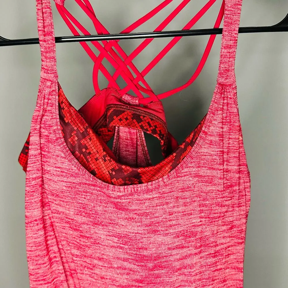 Lululemon Sunset Salutation Red Built-in Bra Crisscross Back Tank Top size 6 - Image 3