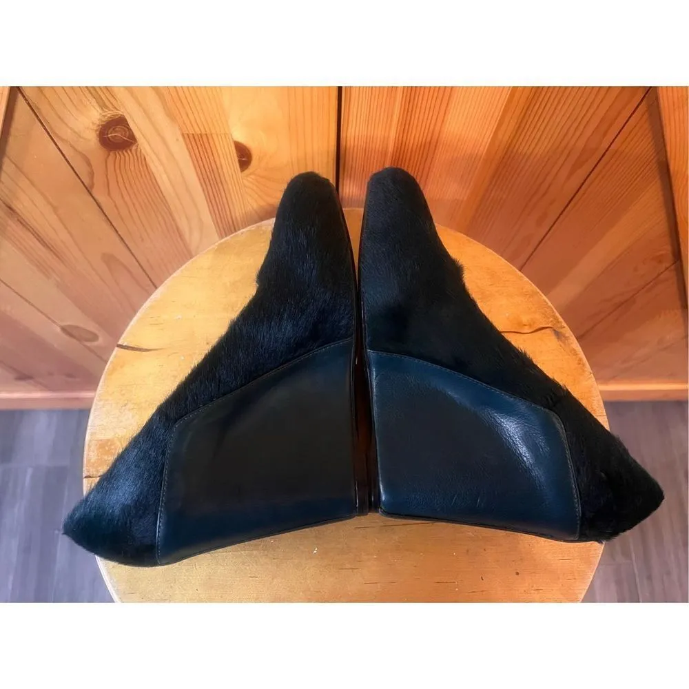 VINCE Dark Green Leather Pony Hair Wedges Sz. 6M - Image 5