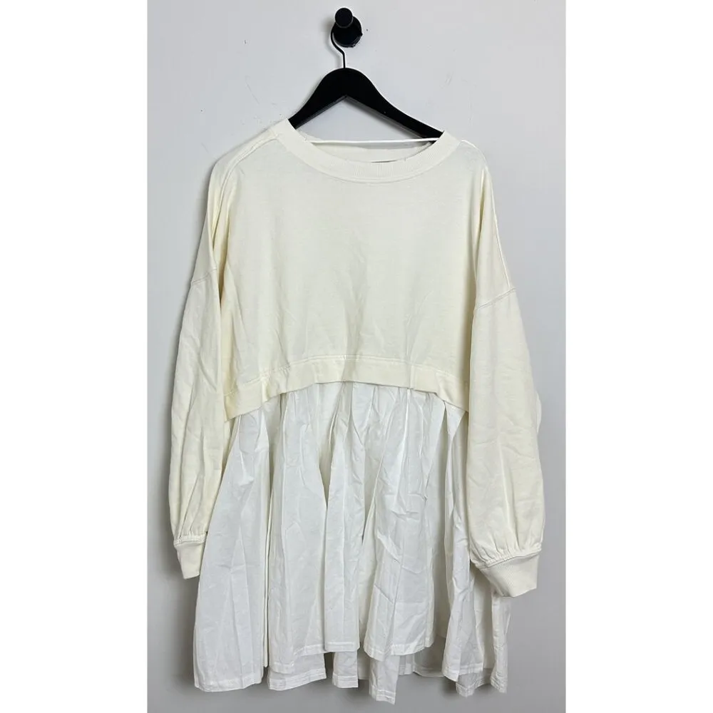 FREE PEOPLE Eleanor Sweatshirt Dress in Grey Combo Size Large - Image 5