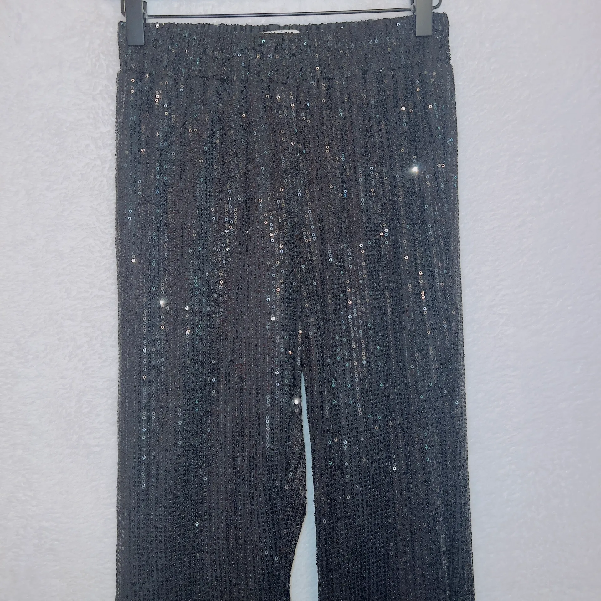 Saints & Heart Black Sequins High Waisted Pull On Flare Leg Pants - Image 2