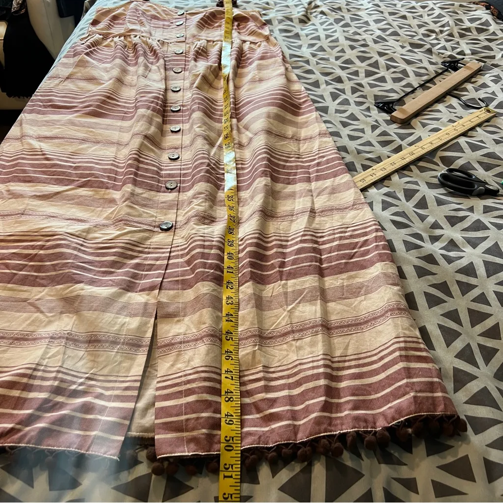 Indya Earthen Striped Cotton Button Down Maxi Dress Boho NWT Size M‎ Red Size M - Image 14