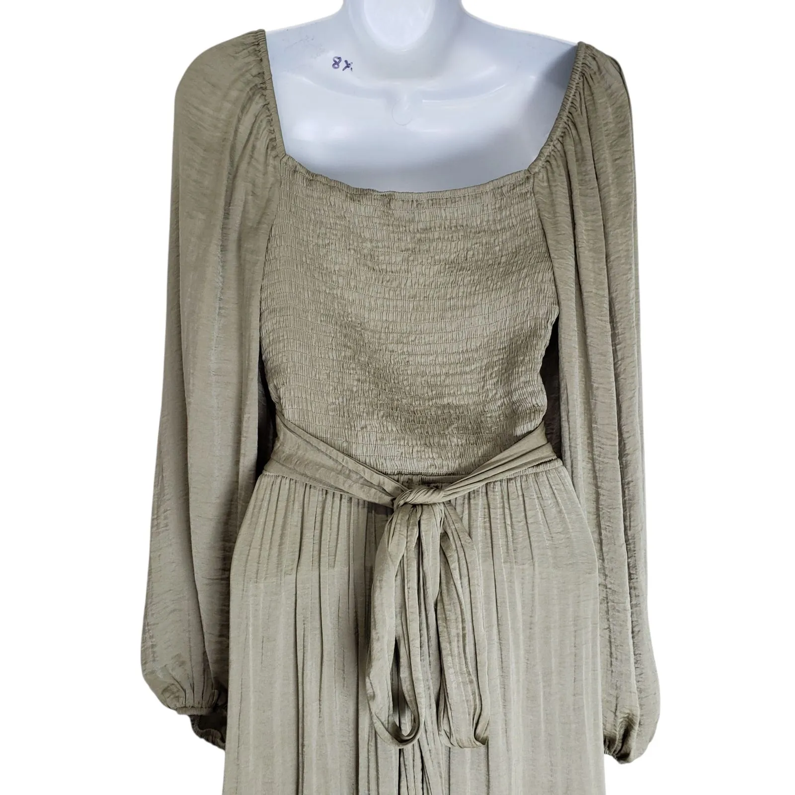 Mable Maxi Dress Womens Medium Sage Green Cutout Cottage Peasant Bohemian - Image 9