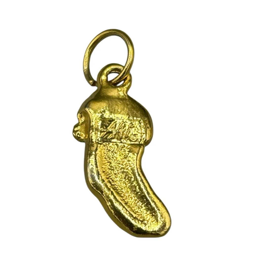 Vintage Gold Tone Stocking Charm Enamel Holiday Pendant Non - Image 3