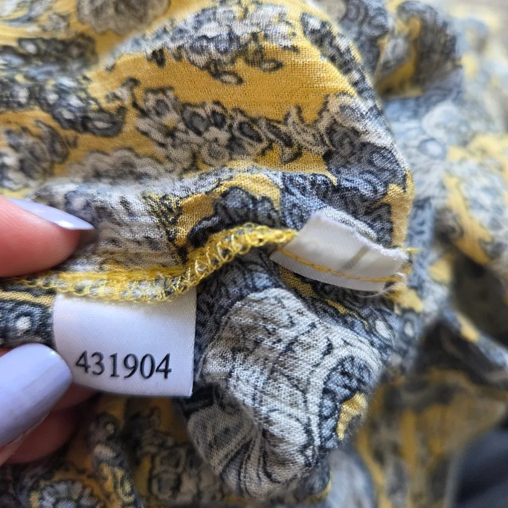 LOFT Outlet Yellow and Gray Peasant Blouse - Image 9