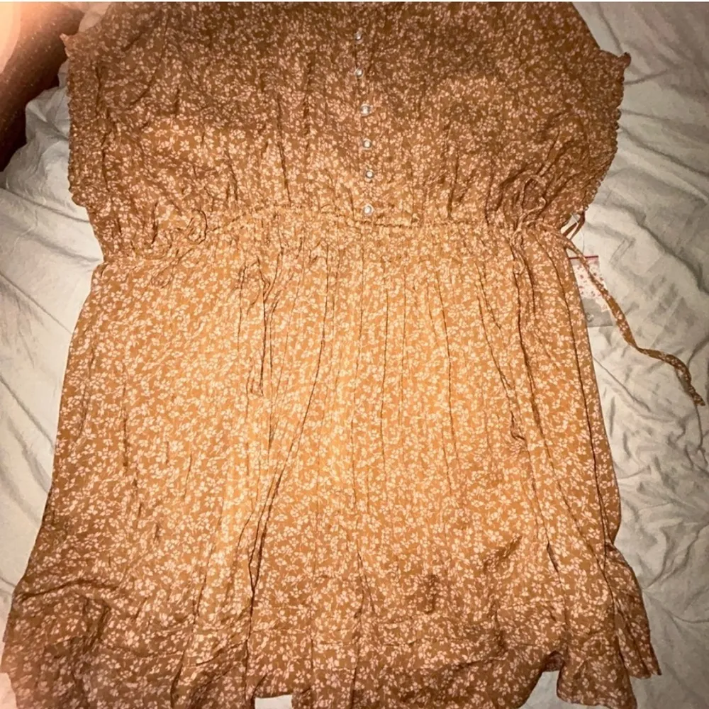 Free People Floral bohemian gold/Brown mini Dress - Image 5