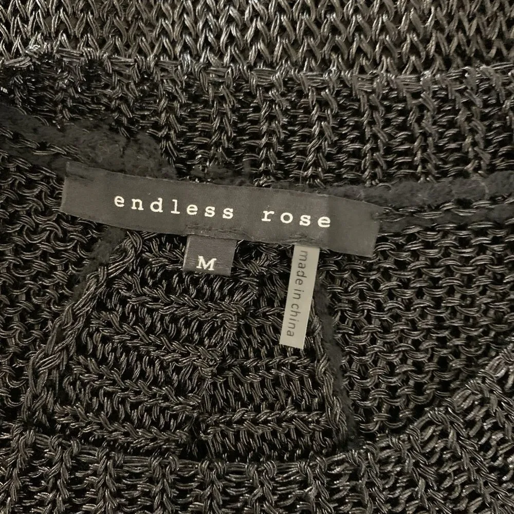 Endless Rose Sheer Mesh Knit Tunic Sleeveless Sweater Tank Black Medium - Image 3