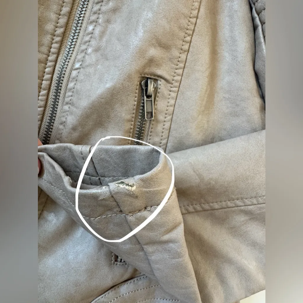 NWT Jack by BB Dakota Hazelnut Cream Faux Leather Full Zip Quilted Jacket - Image 9