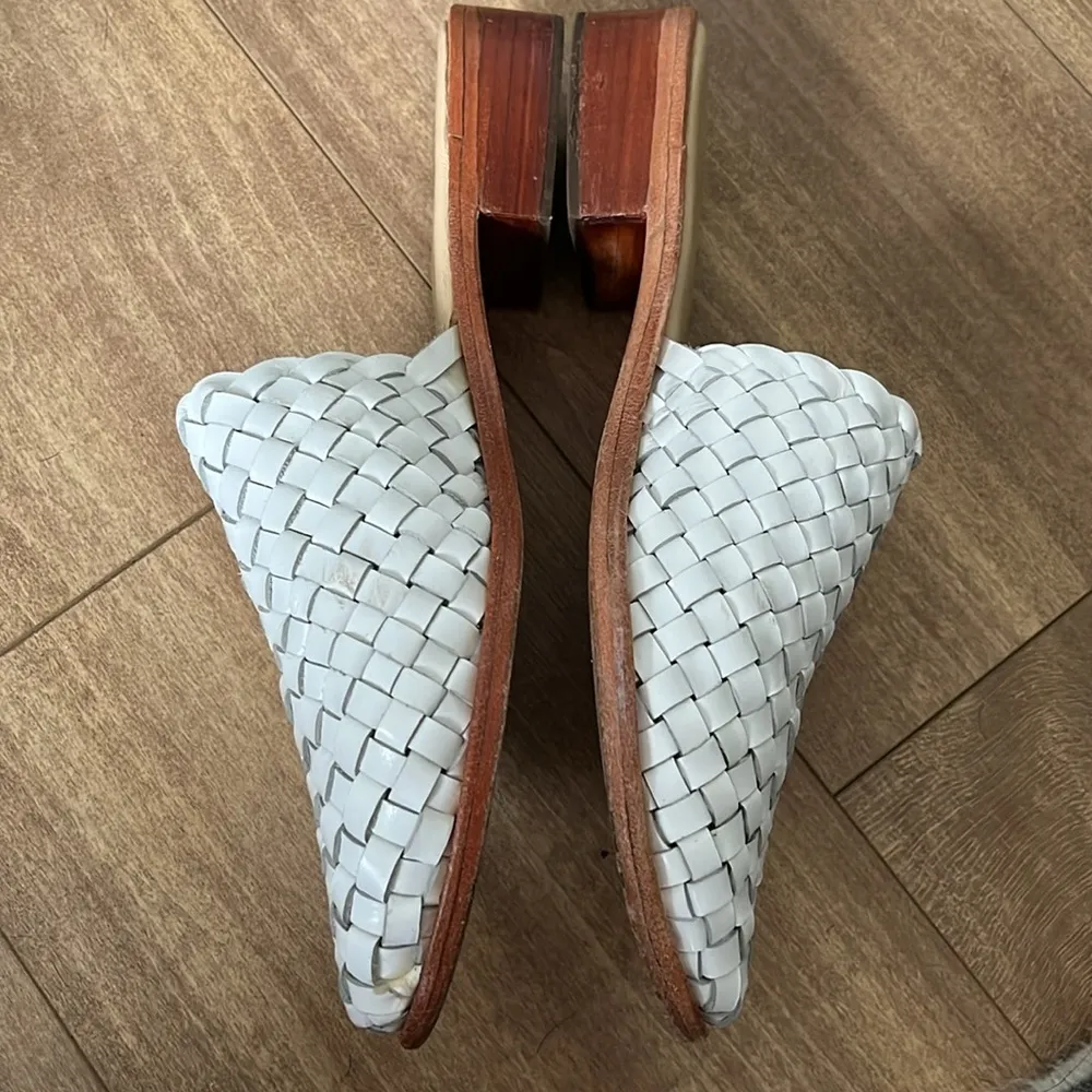 Matisse Woven Leather Mules White Size 7 - Image 3