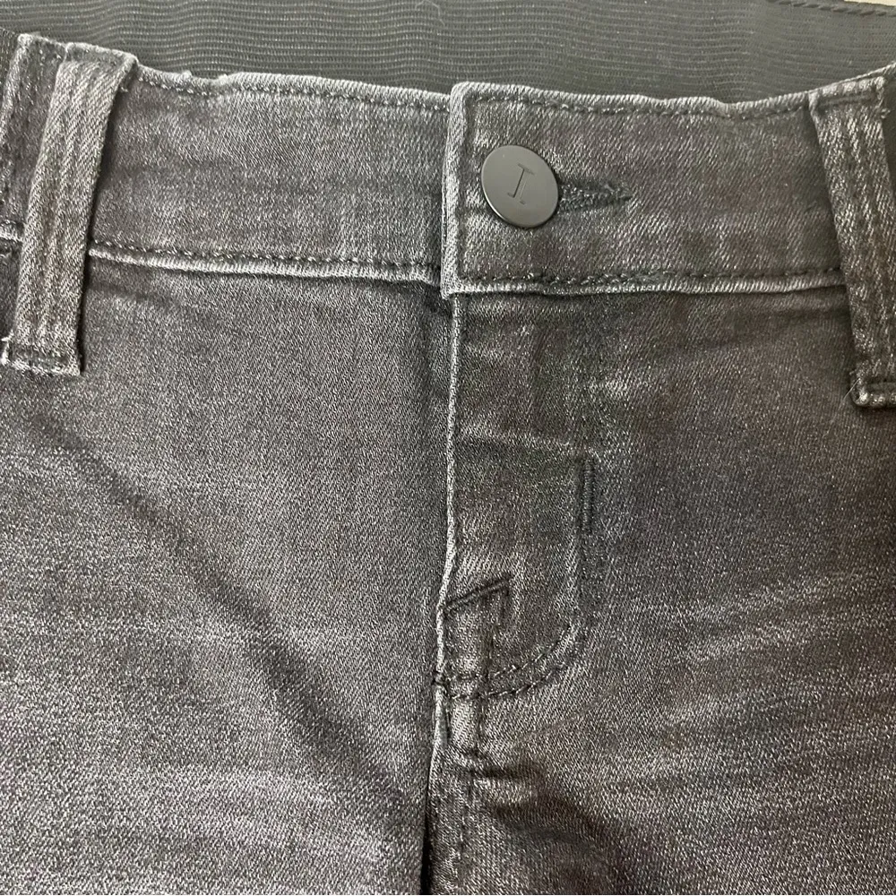 Side Inset Panel Black Midi Jean Raw Hem Shorts Size 00/24 New! - Image 9