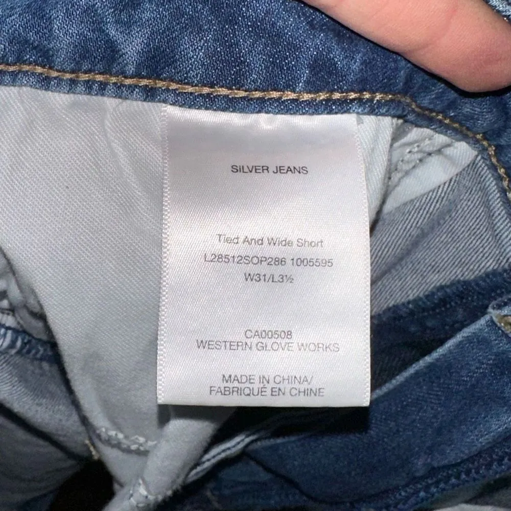 Silver short high rise tied and wide 31 denim mom shorts - Image 3