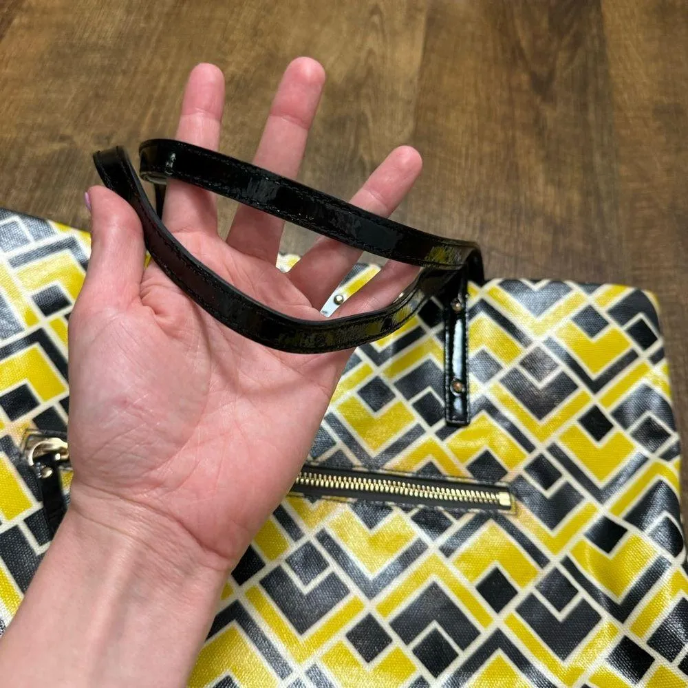 Kate Spade Bon Shopper Tote Flicker Fabric Yellow Black Print Shoulder Bag - Image 9