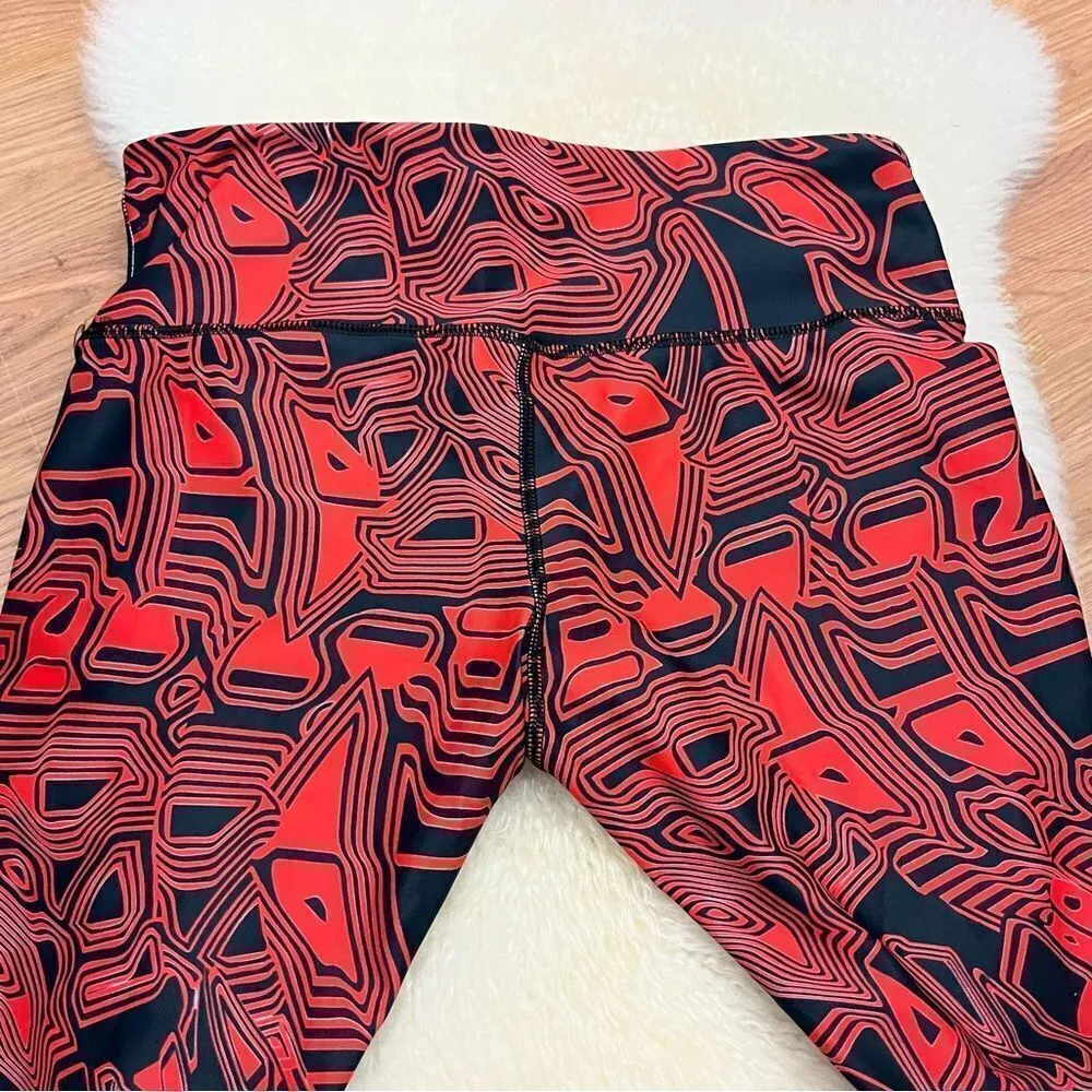 Noli Printed Compression Leggings Cropped Red Black L - Image 2