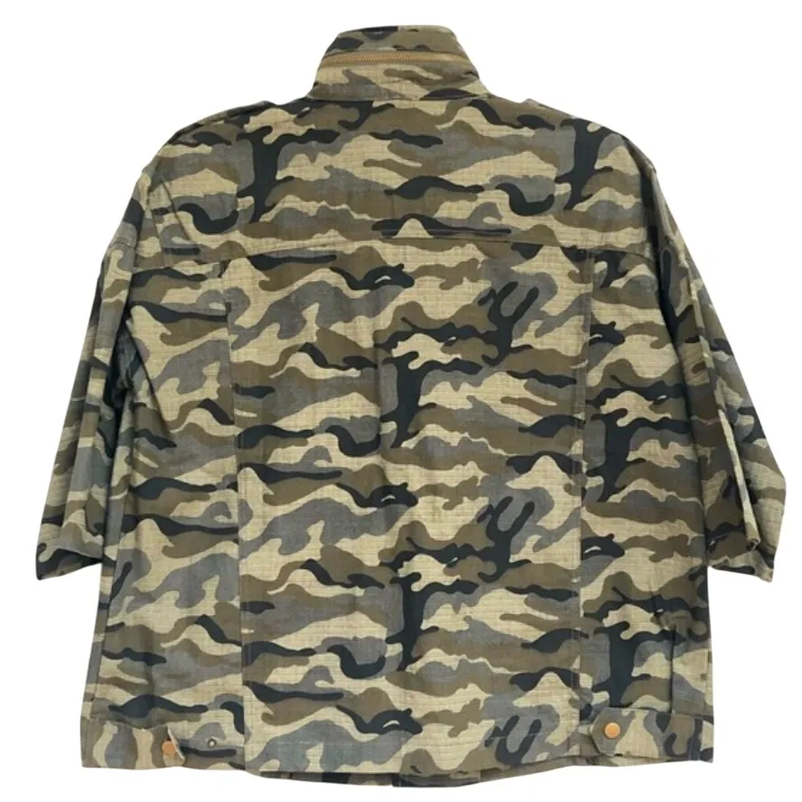 Sugarlips Green & Black Camo Print Jacket 3/4 Sleeves Boxy Lightweight Size XS - Image 3