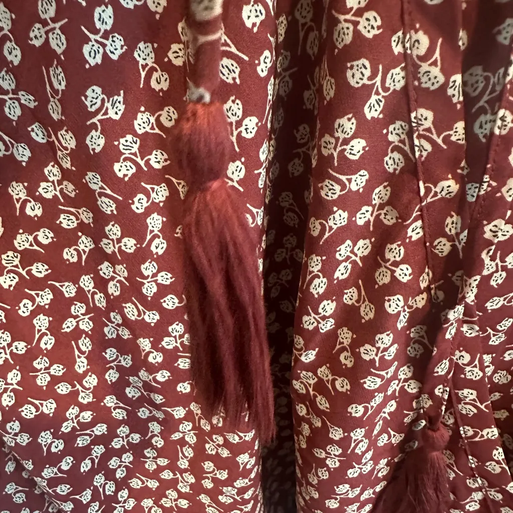 Women's Burgundy Floral Top Brown Size XL - Image 6