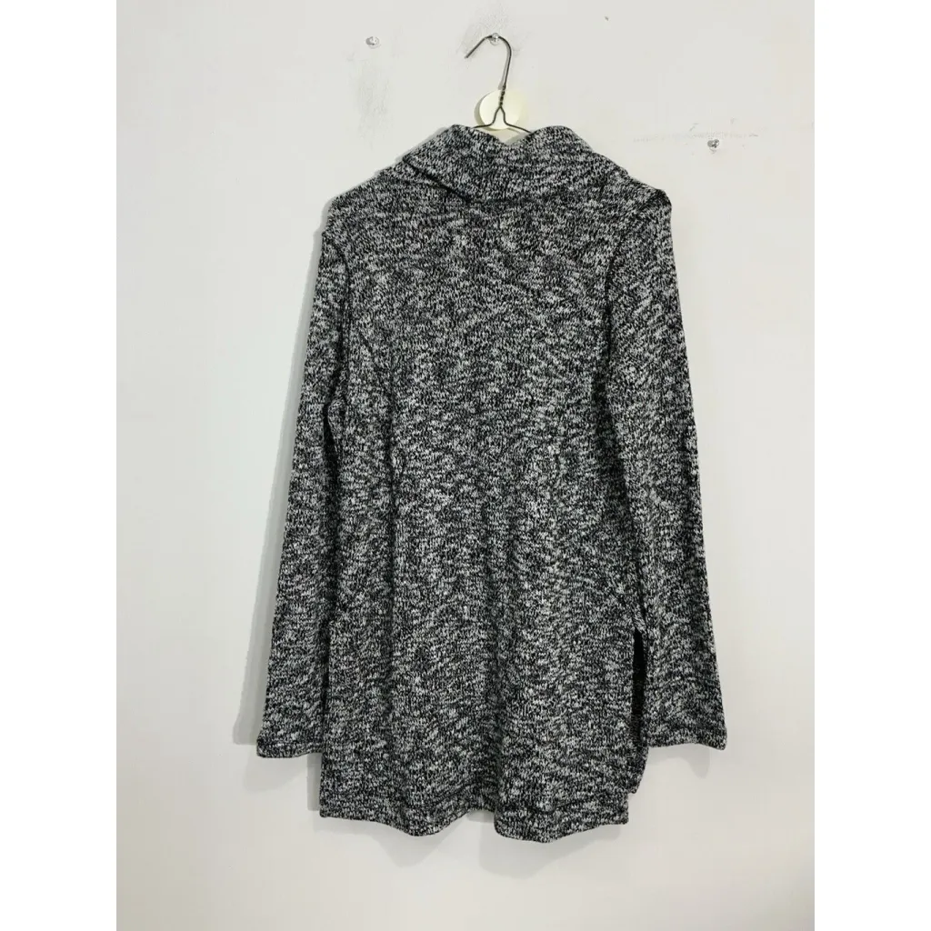 Womans Splendid Medium Pullover Black White Cowl Neck Knit Sweater - Image 2