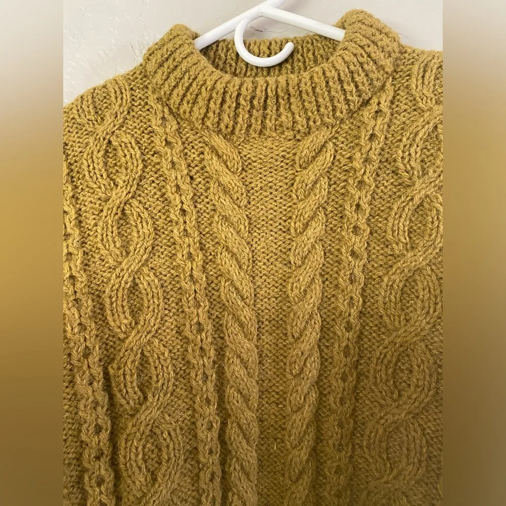 VINTAGE A Loch Erisort Garment 100% Pure New Virgin Wool Cable Knit Sweater L Size L - Image 5