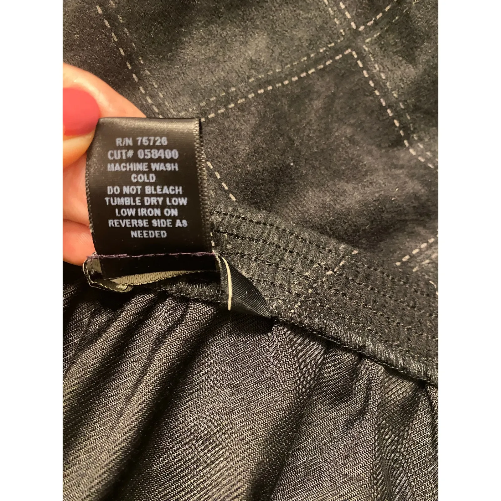 Black Grey Checkered Pencil Skirt Faux Suede‎ Zip Side Sze 12 Dark Academia - Image 7