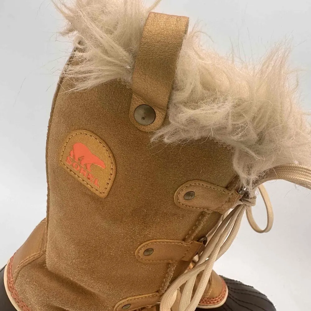 SOREL Tofino Women's Gold Lace-Up Waterproof Boots With Faux Fur Cuff Size 7 - Image 2