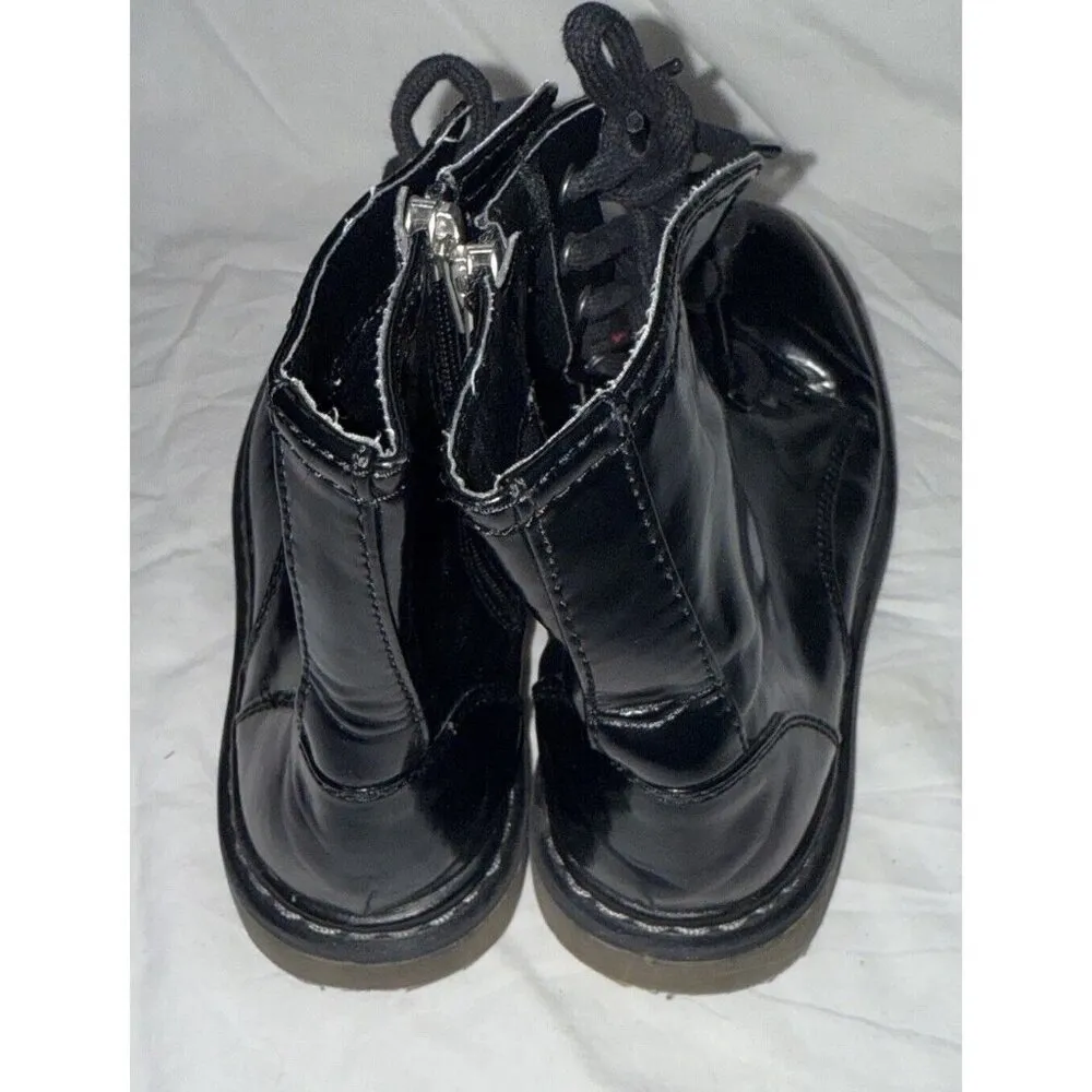 Aeropostale Boots Womens Size 9 Black Faux Patent Leather Combat Goth Grunge - Image 5