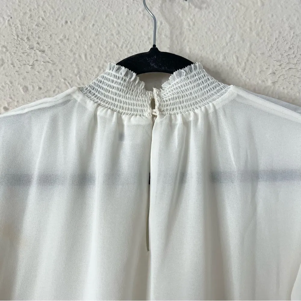 Aritzia Wilfred Valencia Blouse in White Size S Long Sleeve Chiffon - Image 9