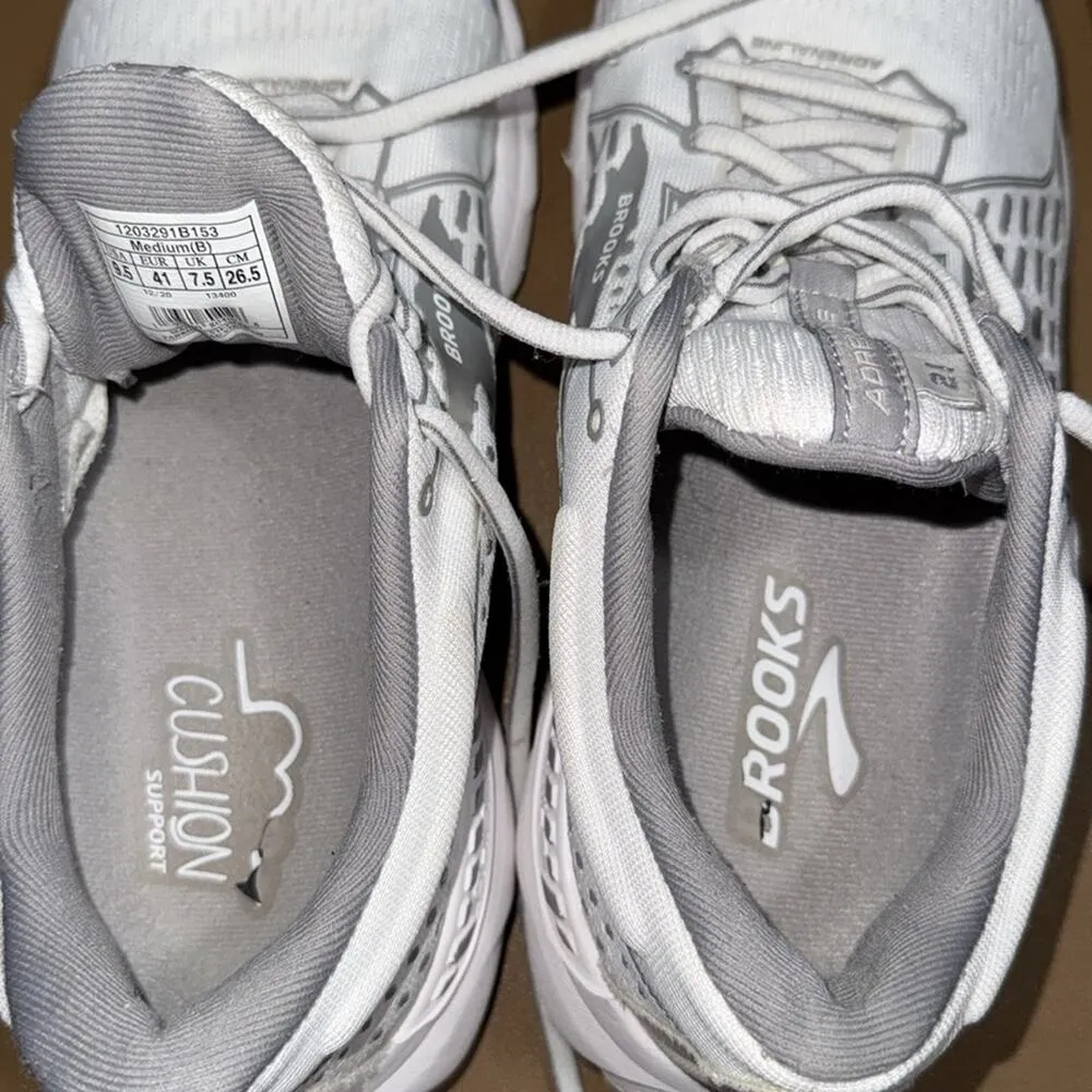 Brooks Women's 9.5M Adrenaline GTS 21 Running Shoes White/Grey/Silver 120329-153 - Image 10