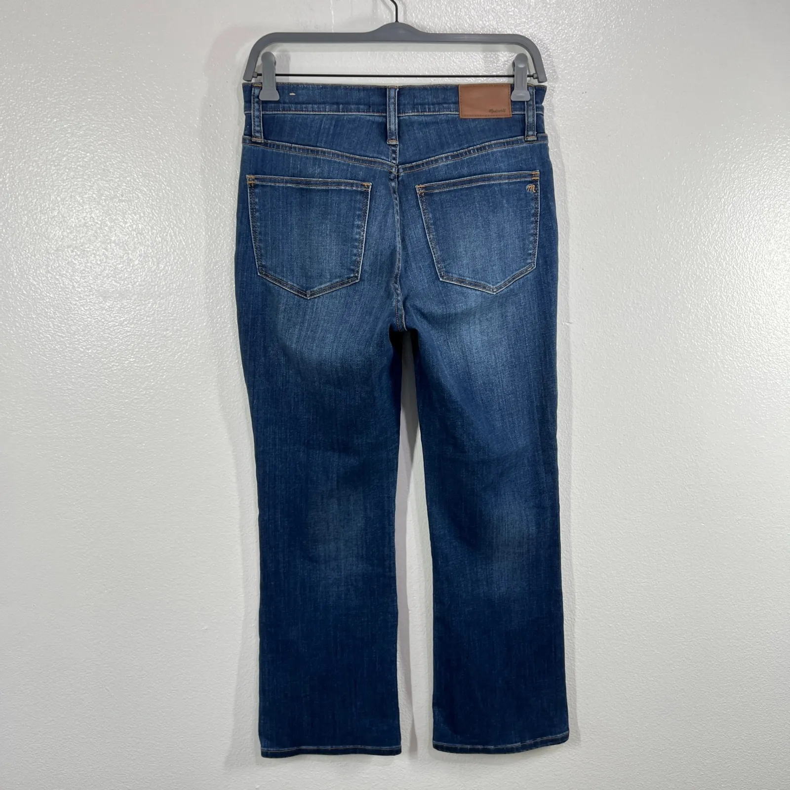 Madewell  Cali Demi Boot Jeans‎ Size 27 Blue Mid Rise Raw Hem Stretch Denim - Image 3
