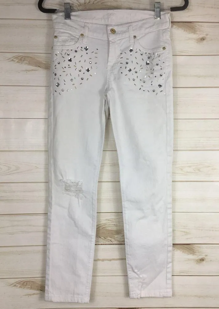 7 for all Mankind the Slim Cigarette Embellished White - Image 8
