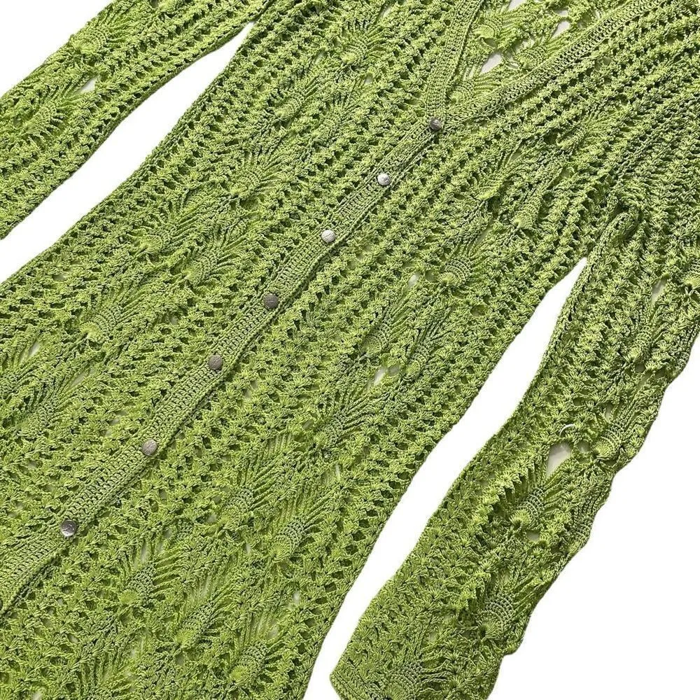 SER.O.YA Allison Crochet‎ Cardigan in Lime Green Size M - Image 6