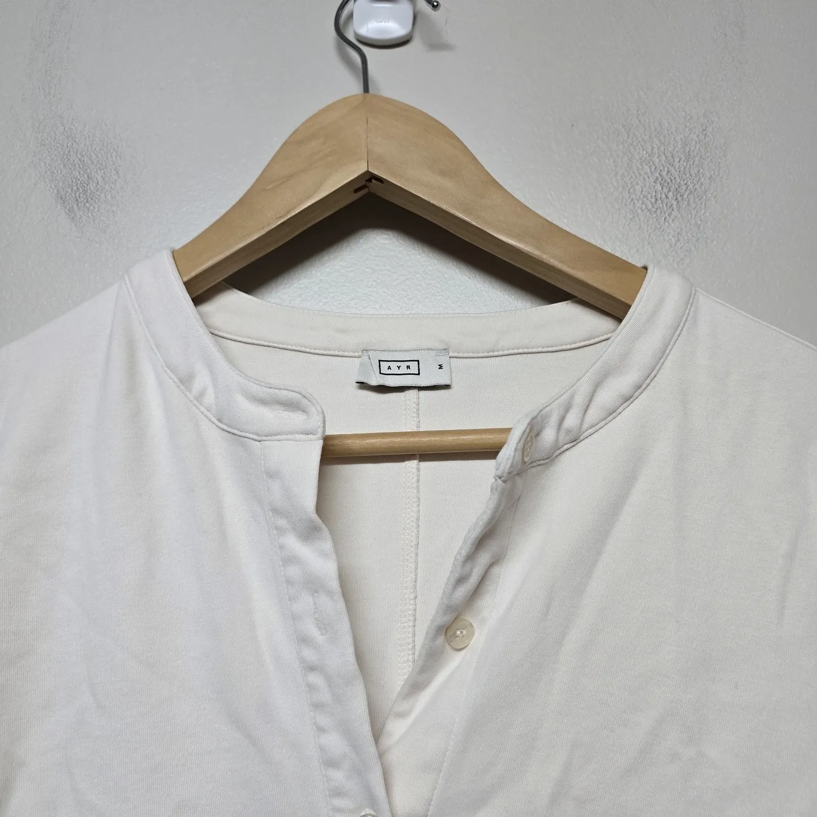 AYR Womens 100% Pima Cotton Midi Button Up Stretch‎ Dress Ivory Sz M - Image 2