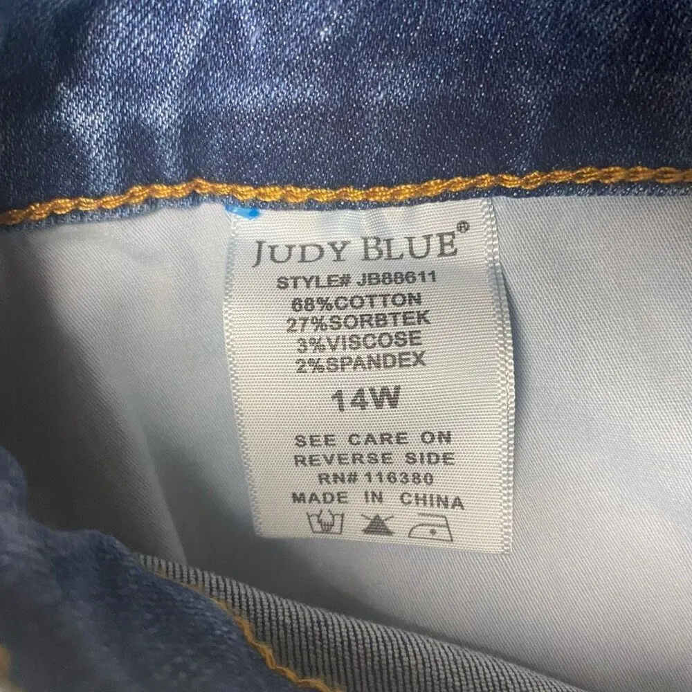 JUDY BLUE Women’s Flare Jeans Size 14W Blue Raw edge hem - Image 5