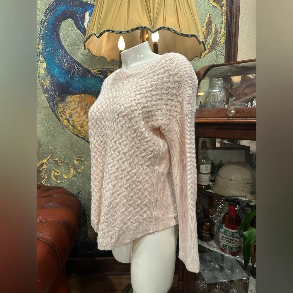 EUC Pink Textured KNIT Crew Neck Sweater with Relaxed Fit - Image 3