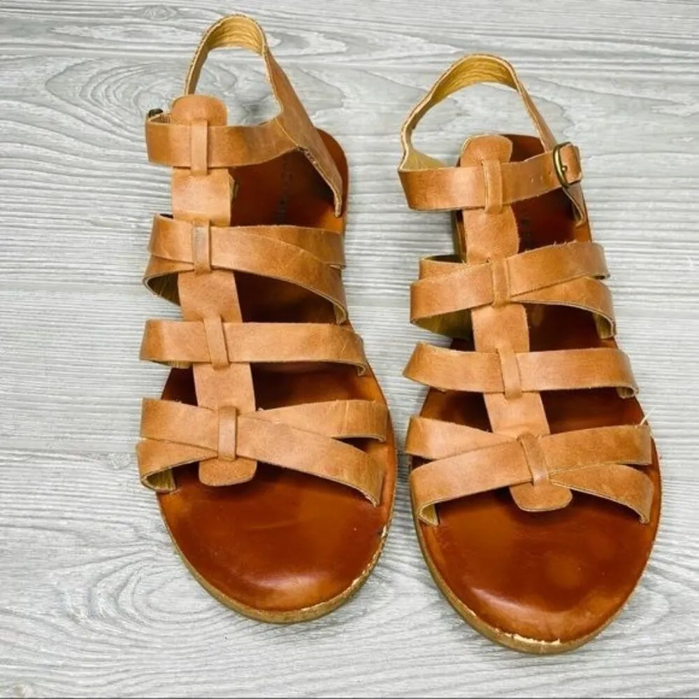 Lucky brand strappy brown leather sandals shoes with buckle No size flat - Image 4