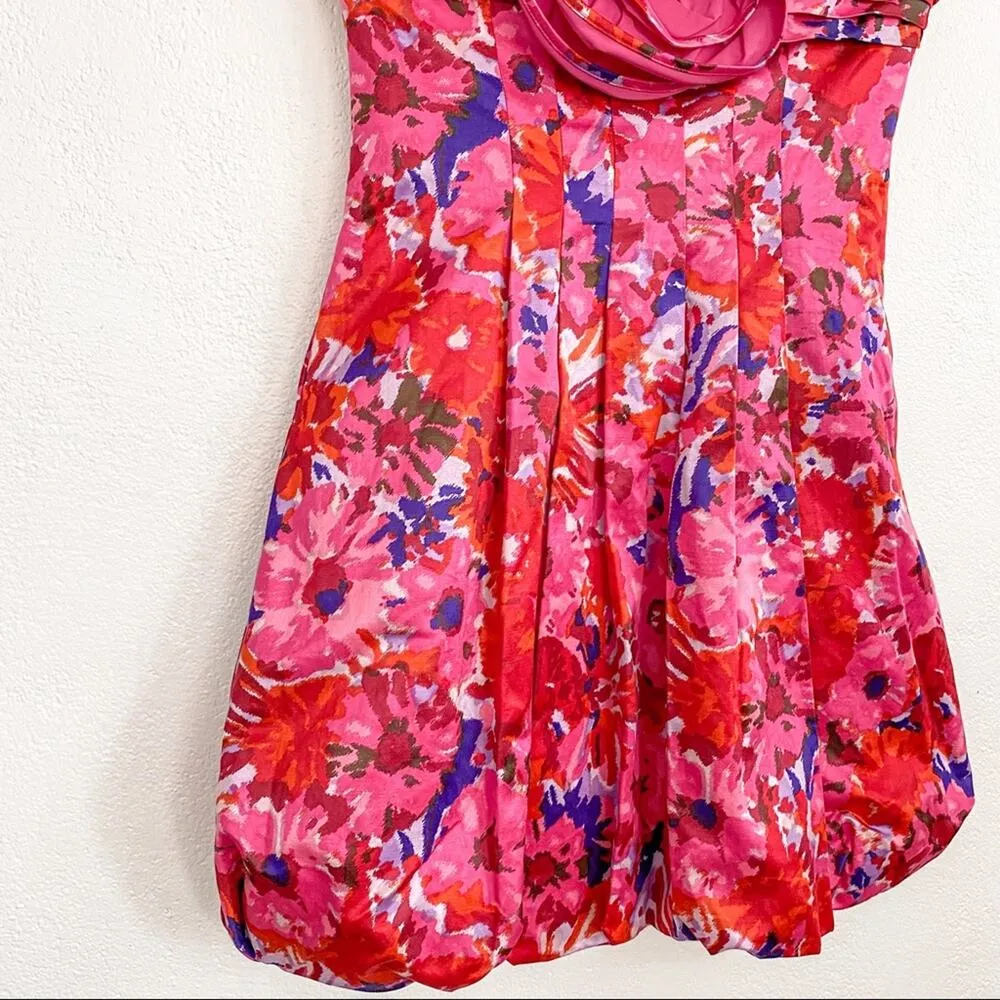 BCBG Begonia Strapless Floral Cocktail Dress Size 2 - Image 4