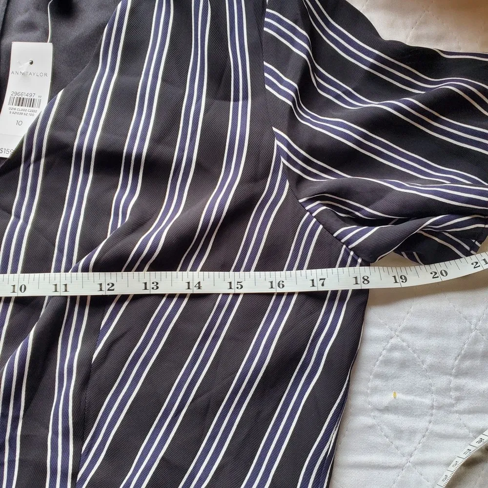 black dress size 10 casual A line striped layered midi preppy dress - Image 7