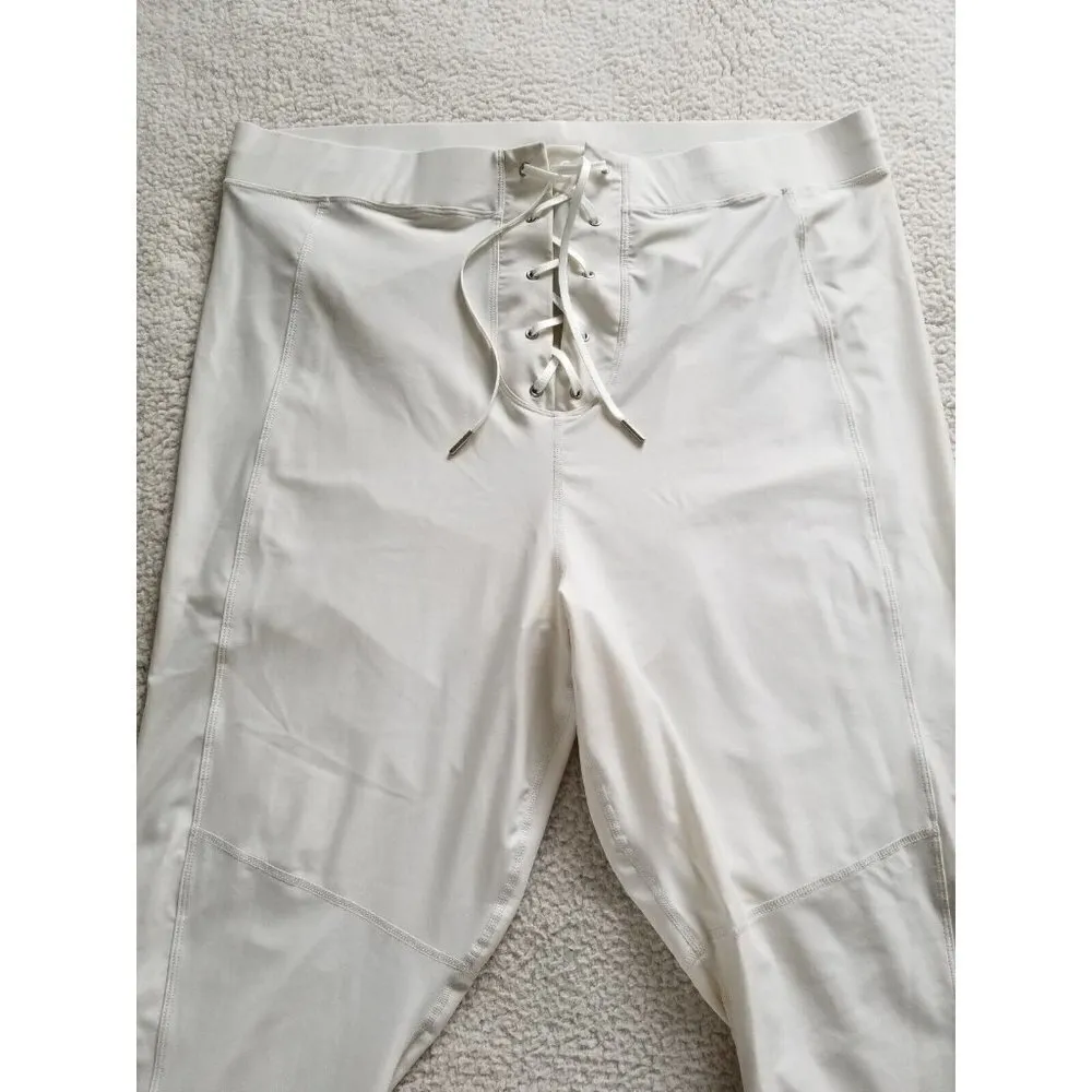 Good American Good Waist Crop Ivory Lace Up Bombshell Legging Size 5= 2XL - Image 2