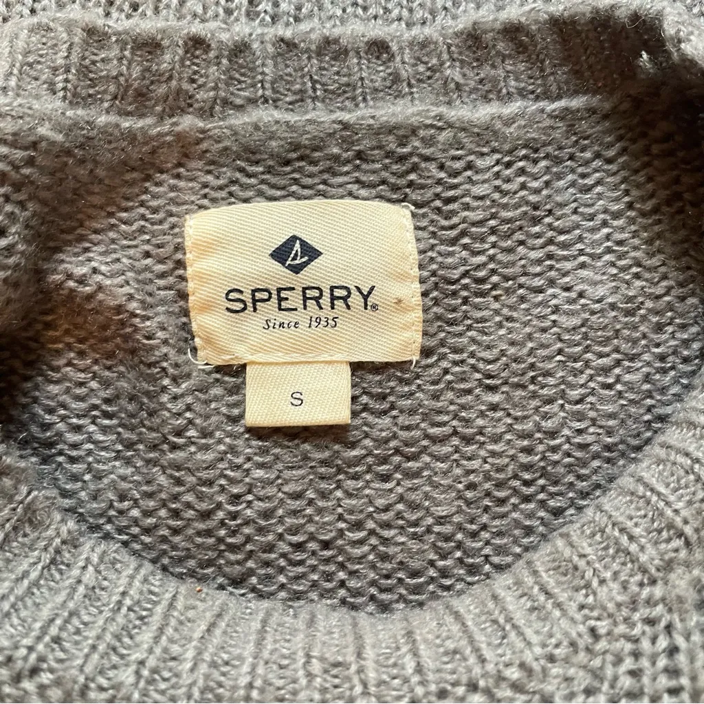 Sperry Gray Crew Neck Sweater Classic Knit - Image 3