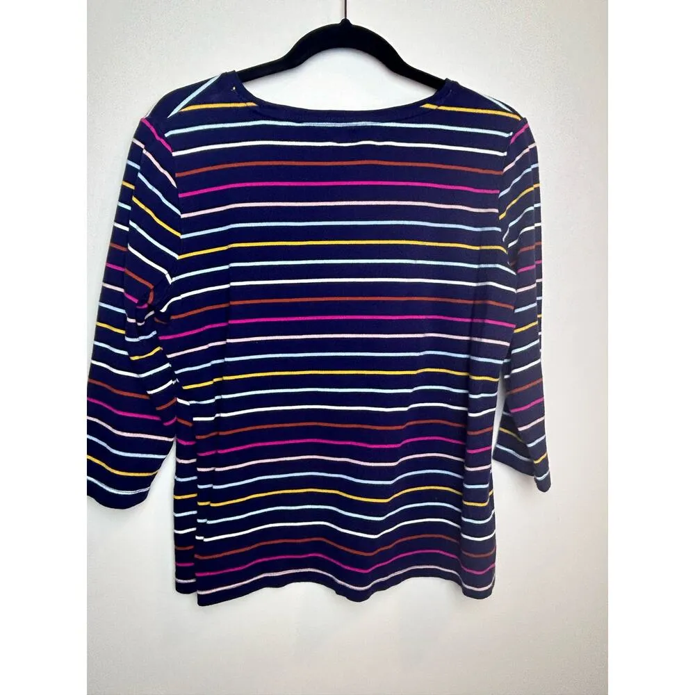 Kim Rogers Striped Multicolor Rainbow Preppy Scoop Neck Blouse Size Medium - Image 4