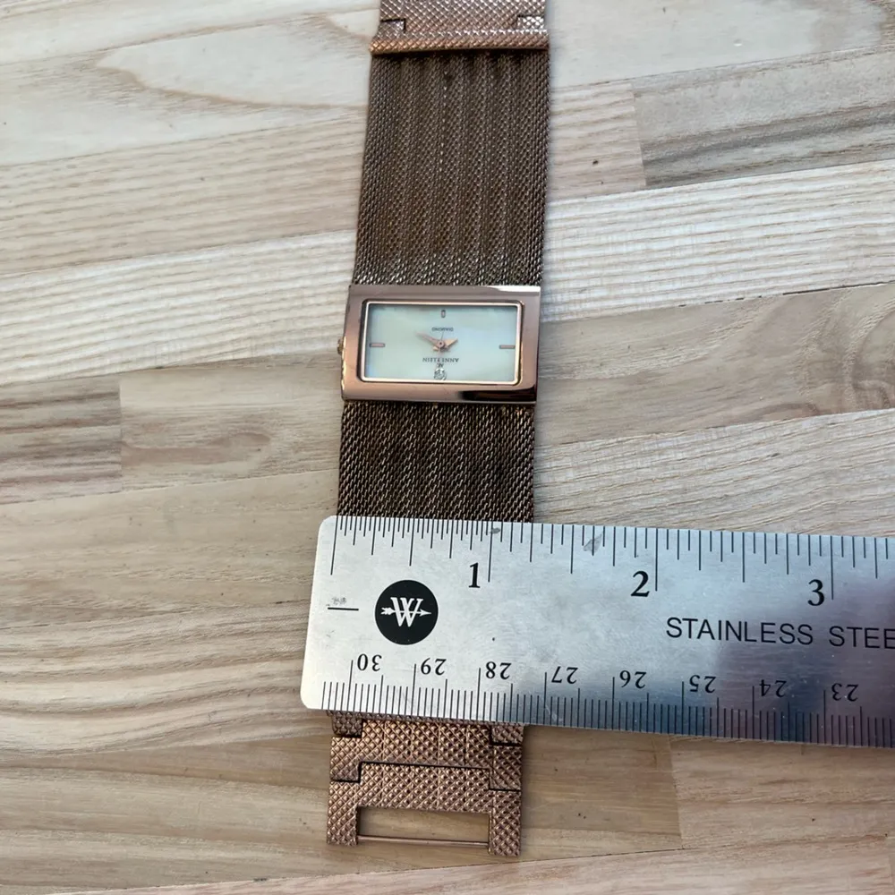 Anne Klein Ladies Watch Diamond Copper Wide Mesh Bracelet Pearl Dial Copper Hand - Image 12
