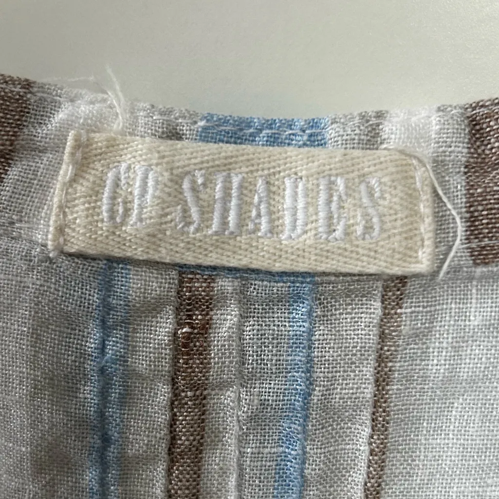 CP Shades Regina Striped V-Neck Cap Sleeve Pintuck Tunic Dress Medium Coastal - Image 5