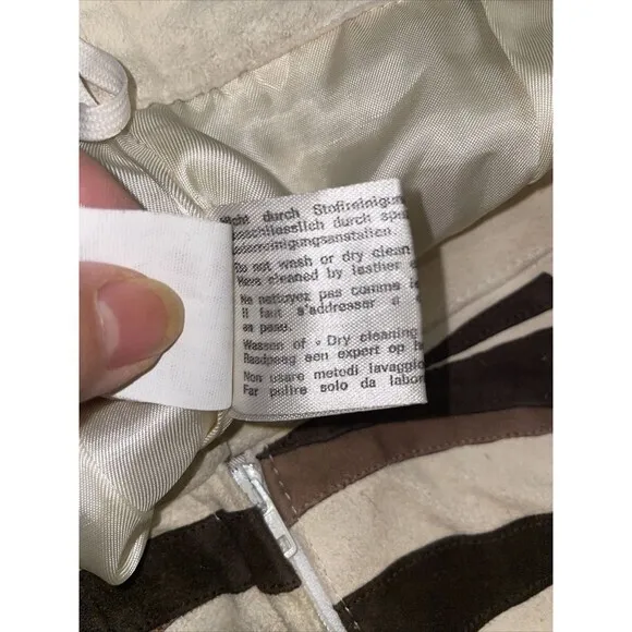 VALENTINO Boutique‎ suede leather Brown Wave skirt Sz 42 US 6 Made In Italy - Image 8