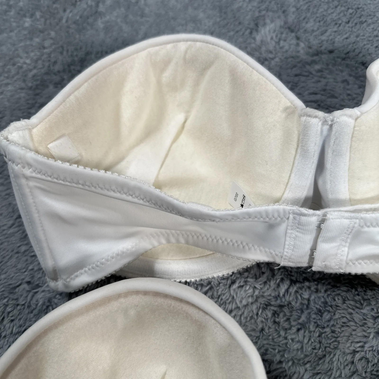 NEW Vintage Hanes Her Way Strapless Bra 36C White Underwire Cotton Padded G722 - Image 7