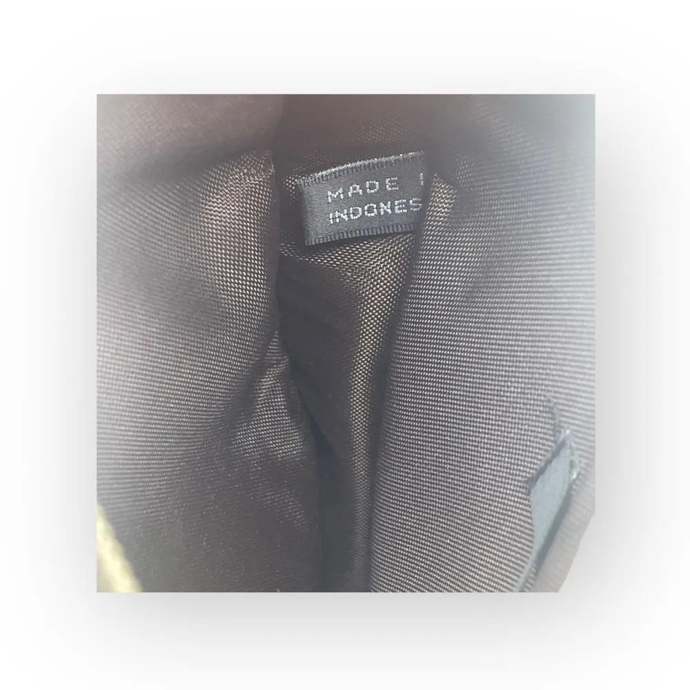 DKNY 𖣴 Woven Crosshatch Mini Bag Handbag 𖣴 Straw 𖣴 Choc Brown Leather Trim 𖣴 - Image 11