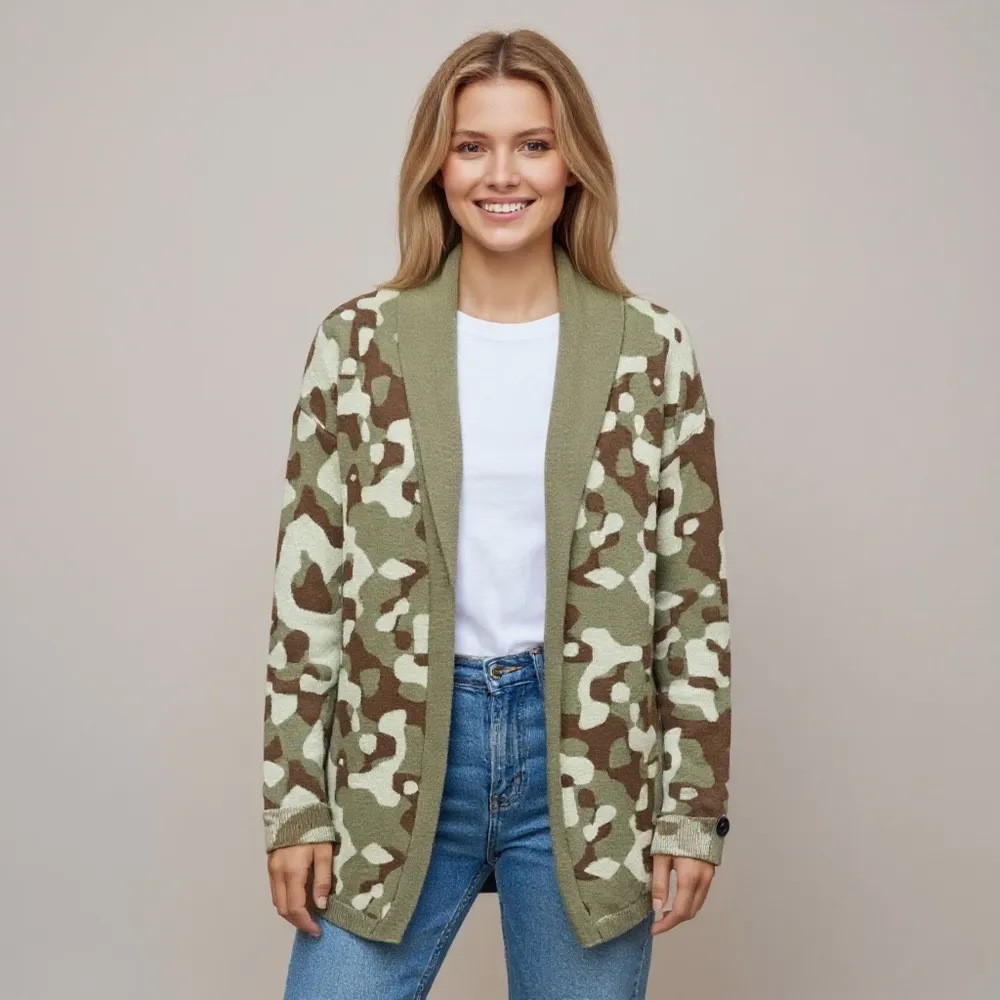 One Teaspoon Camo Knit Open Front Cardigan Jacket – Style 14644 – Size Small NWT - Image 3