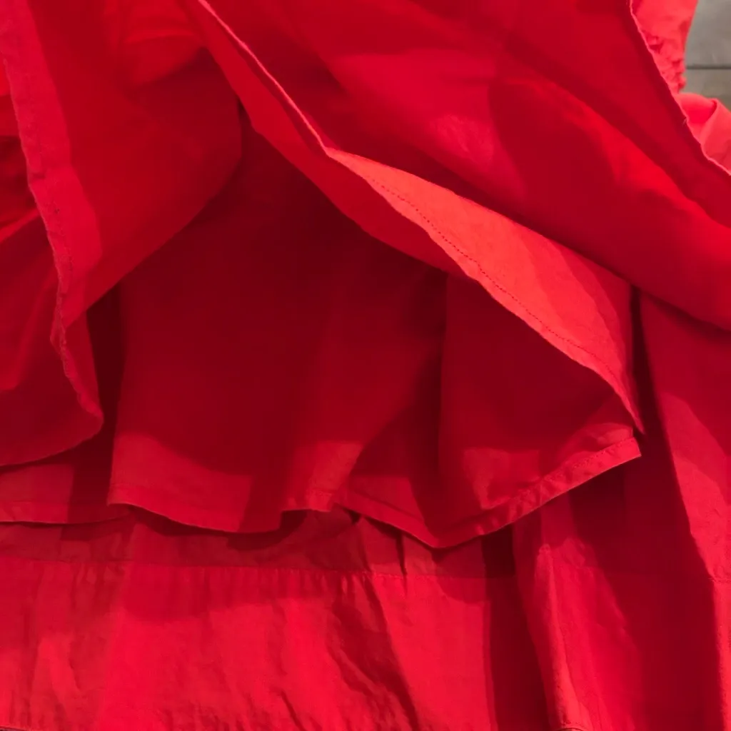 Madewell Bright Red Cattail Lined Tiered Maxi Dress Size Medium MSRP 128.00 - Image 8