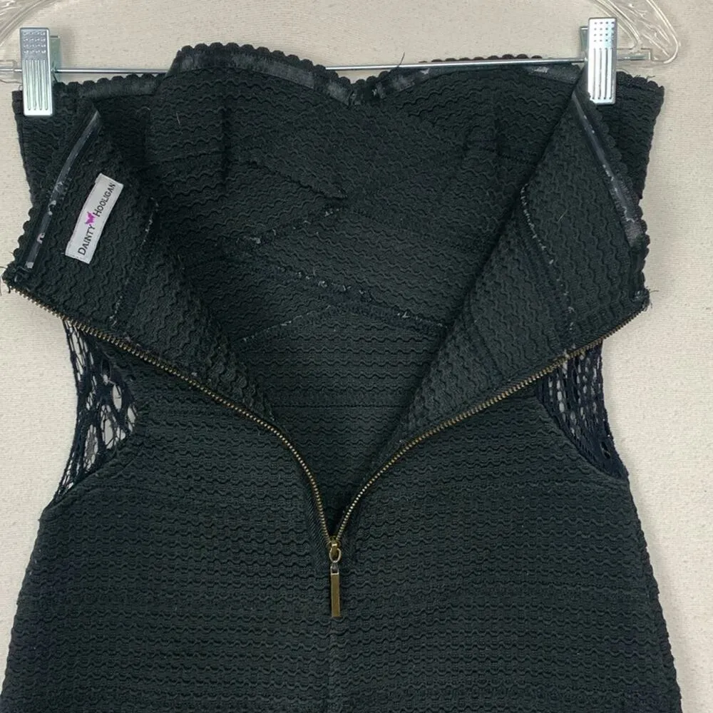 Dainty Hooligan women's medium black lace cutout bandaid body con dress goth pun - Image 10