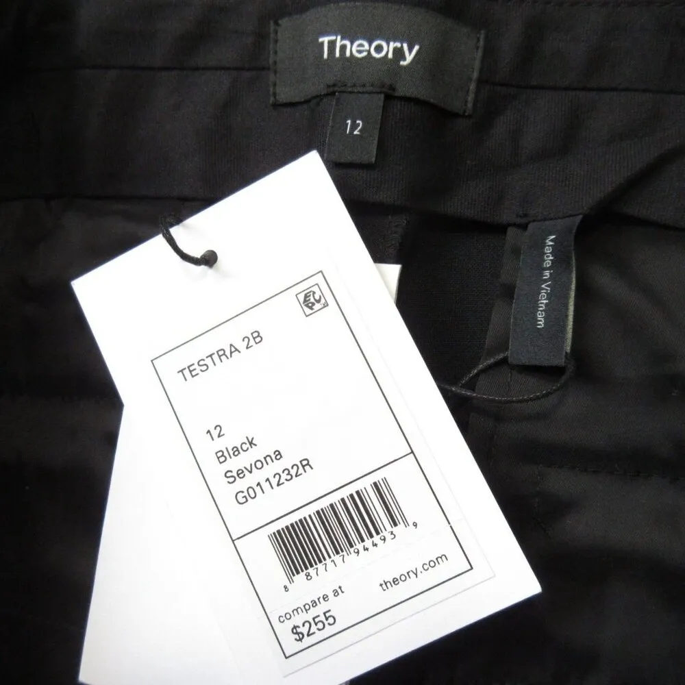 NWT Theory Testra 2B Sevona in Black Stretch Wool Tapered Slim Ankle Pants 12 - Image 3