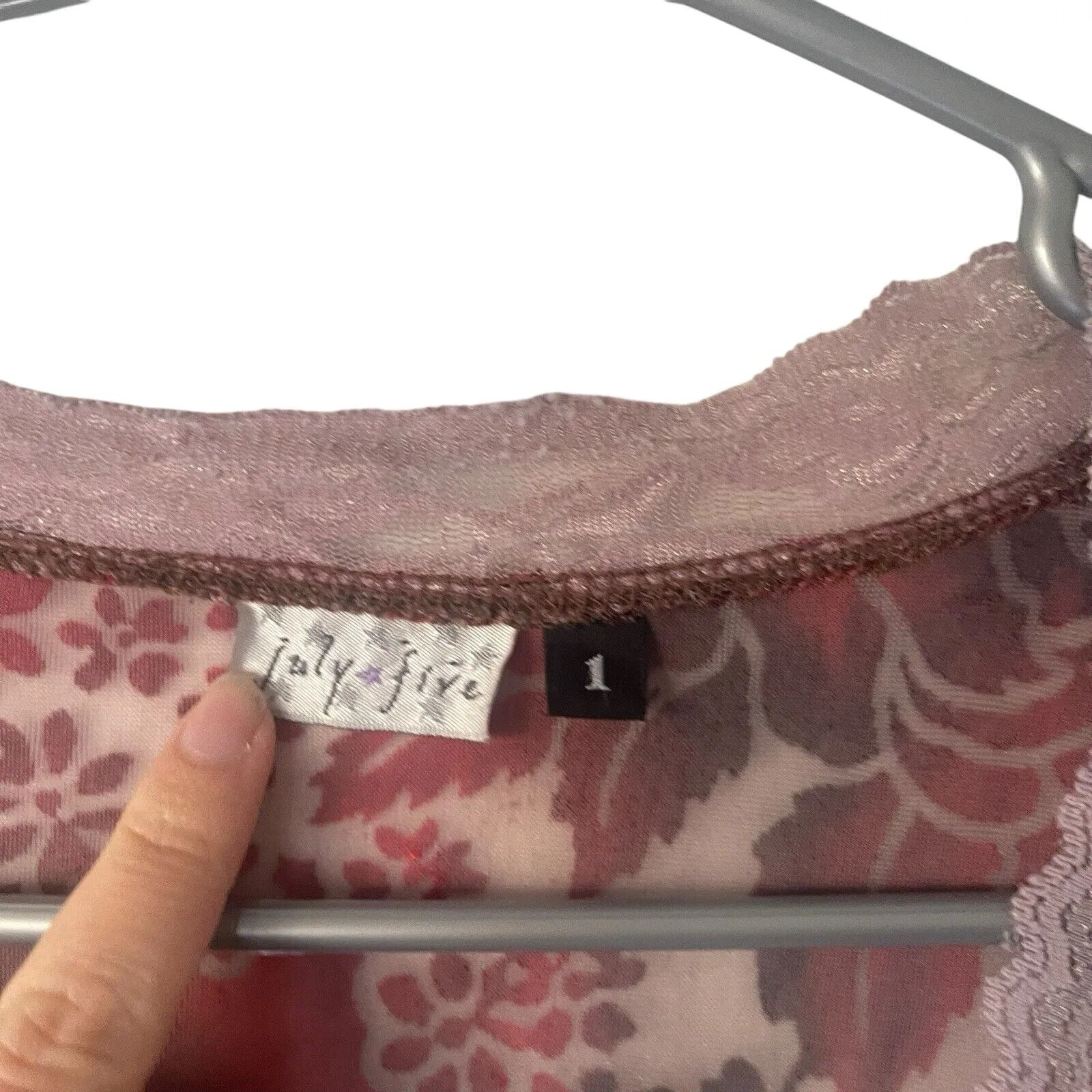 July Five Y2K Size Medium Velvet Burn Out Fairy Whimsical Lace Long‎ Sleeve Top - Image 5